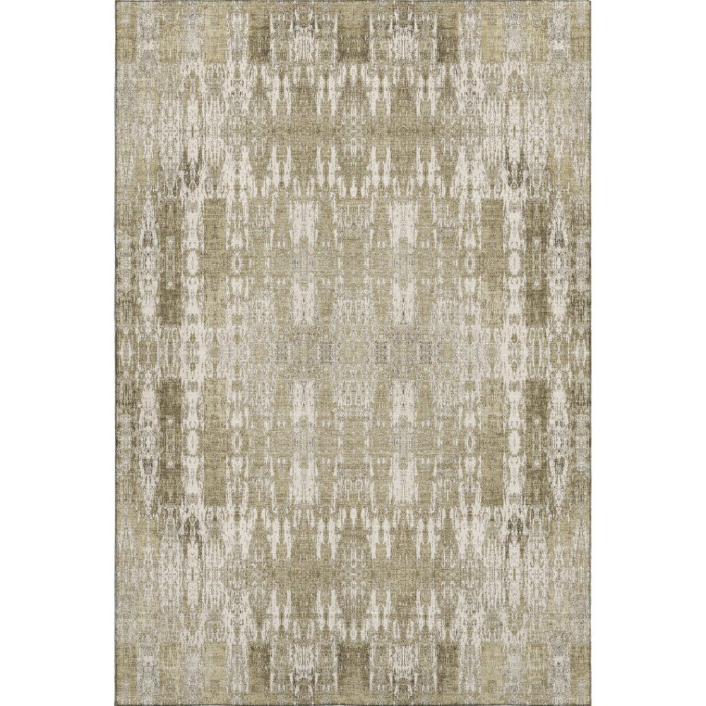 HomeRoots 9' x 12' Beige and Tan Moroccan Area Rug – Washable, UV-Protected, Stain-Resistant for Every Home 650187