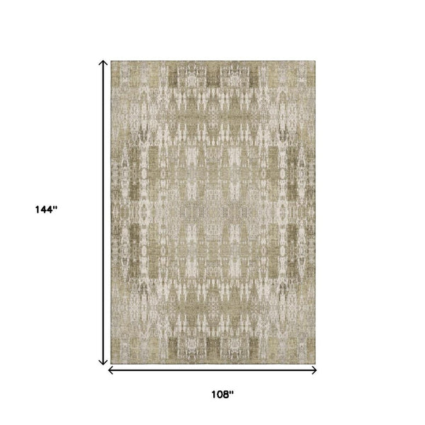 HomeRoots 9' x 12' Beige and Tan Moroccan Area Rug – Washable, UV-Protected, Stain-Resistant for Every Home 650187