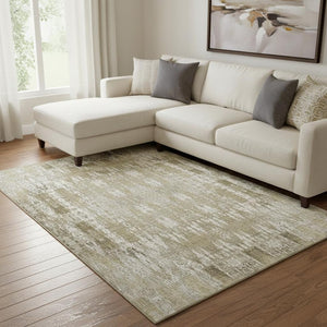 HomeRoots 10' X 14' Beige and Tan Moroccan Area Rug - Washable, UV Protected, Stain Resistant for Easy Care 650188