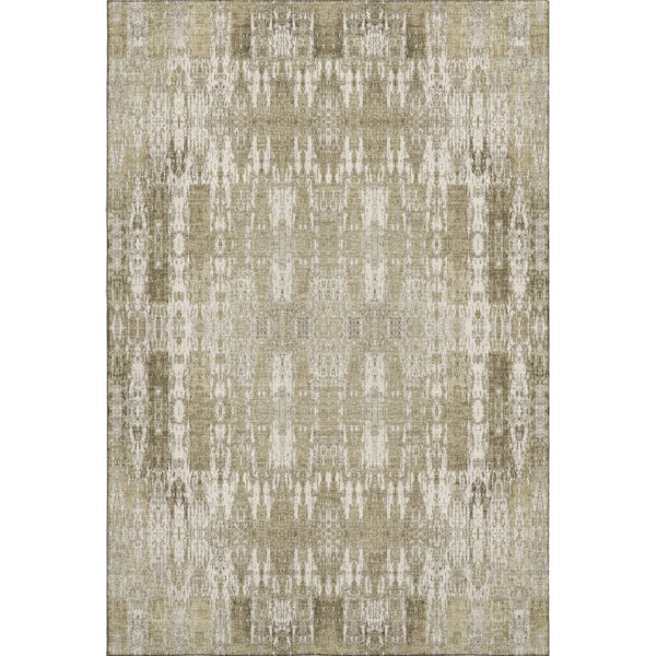 HomeRoots 10' X 14' Beige and Tan Moroccan Area Rug - Washable, UV Protected, Stain Resistant for Easy Care 650188