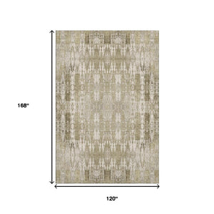 HomeRoots 10' X 14' Beige and Tan Moroccan Area Rug - Washable, UV Protected, Stain Resistant for Easy Care 650188