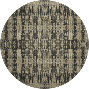 HomeRoots 8' Black and Beige Moroccan Round Rug - Washable, Durable, UV-Protected for Homes and Patios 650191