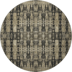 HomeRoots 8' Black and Beige Moroccan Round Rug - Washable, Durable, UV-Protected for Homes and Patios 650191