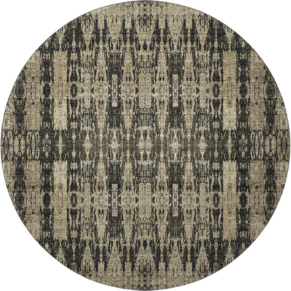 HomeRoots 8' Black and Beige Moroccan Round Rug - Washable, Durable, UV-Protected for Homes and Patios 650191
