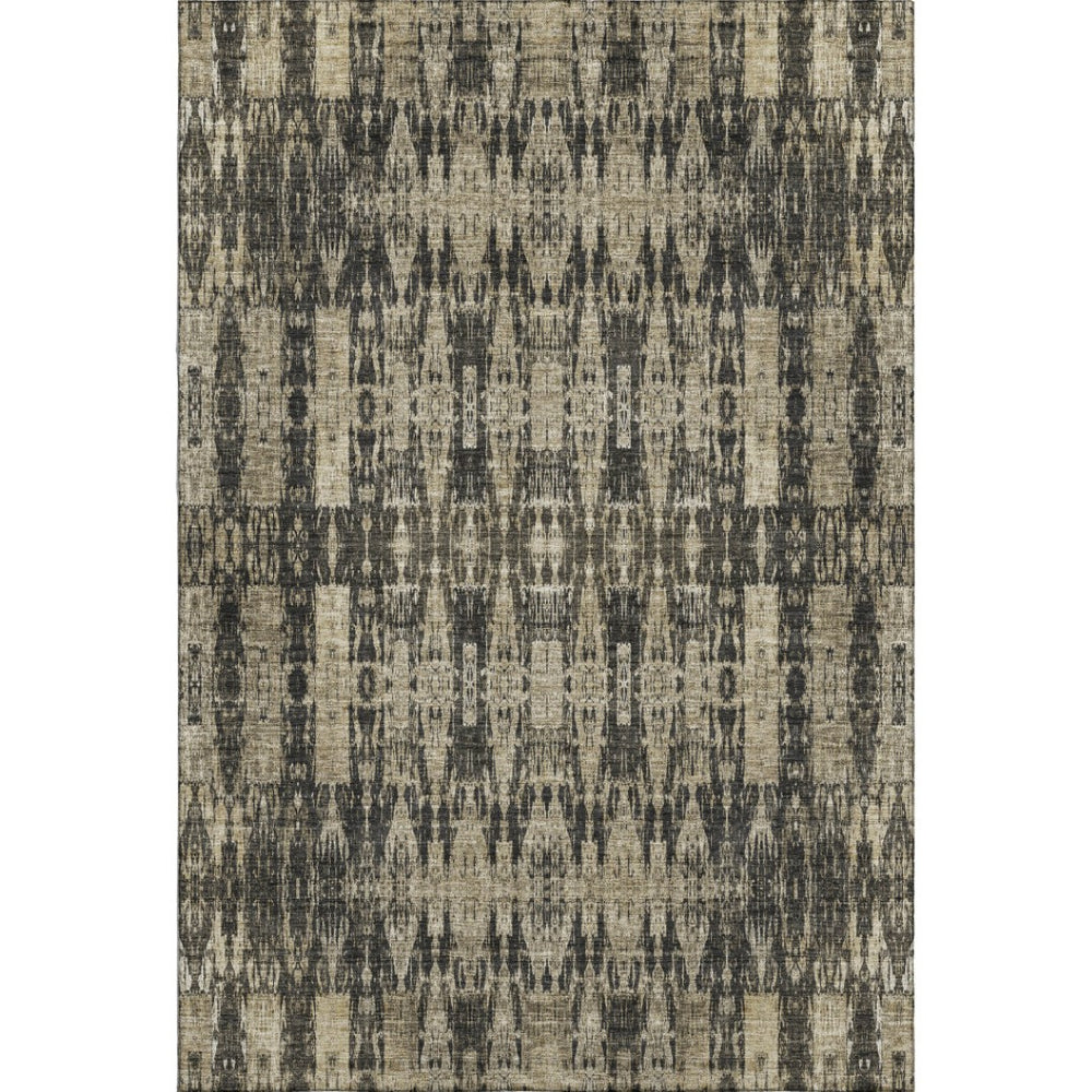 HomeRoots 9' X 12' Moroccan Area Rug - Stylish Black & Beige, Washable, UV-Protected, Perfect for Any Room! 650193