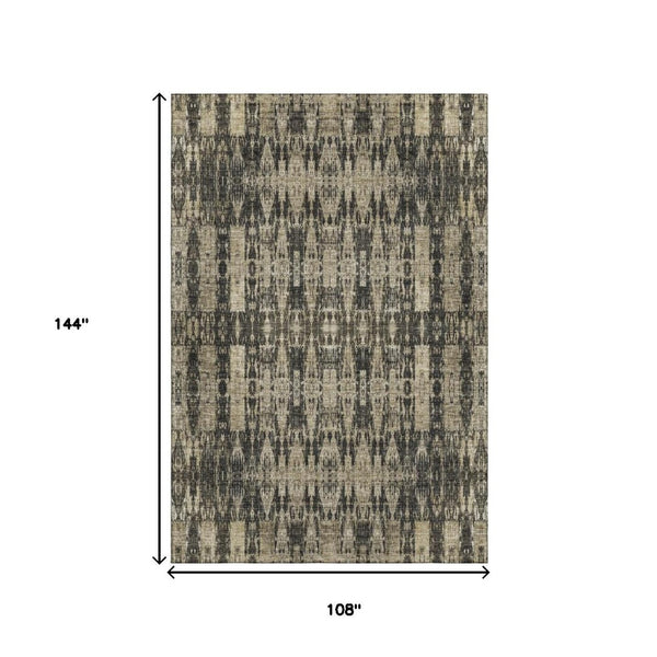 HomeRoots 9' X 12' Moroccan Area Rug - Stylish Black & Beige, Washable, UV-Protected, Perfect for Any Room! 650193