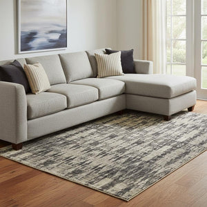 HomeRoots 9' X 12' Moroccan Area Rug - Stylish Black & Beige, Washable, UV-Protected, Perfect for Any Room! 650193