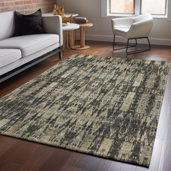 HomeRoots 10' X 14' Black And Beige Moroccan Area Rug - Washable, UV-Protected, Perfect for High-Traffic Spaces 650194