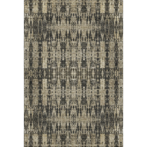 HomeRoots 10' X 14' Black And Beige Moroccan Area Rug - Washable, UV-Protected, Perfect for High-Traffic Spaces 650194