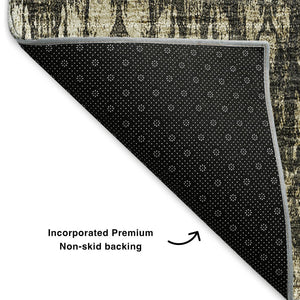HomeRoots 10' X 14' Black And Beige Moroccan Area Rug - Washable, UV-Protected, Perfect for High-Traffic Spaces 650194