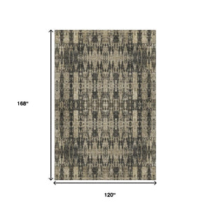 HomeRoots 10' X 14' Black And Beige Moroccan Area Rug - Washable, UV-Protected, Perfect for High-Traffic Spaces 650194