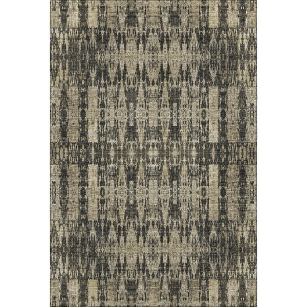 HomeRoots 10' X 14' Black And Beige Moroccan Area Rug - Washable, UV-Protected, Perfect for High-Traffic Spaces 650194