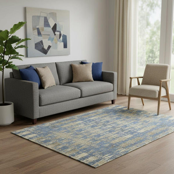 HomeRoots 5' X 8' Moroccan-Inspired Washable Area Rug in Blue & Chocolate – Durable, UV-Protected & Stylish 650196