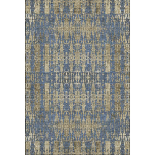 HomeRoots 5' X 8' Moroccan-Inspired Washable Area Rug in Blue & Chocolate – Durable, UV-Protected & Stylish 650196