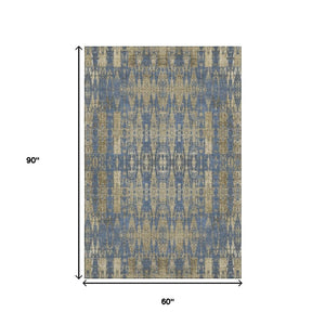 HomeRoots 5' X 8' Moroccan-Inspired Washable Area Rug in Blue & Chocolate – Durable, UV-Protected & Stylish 650196