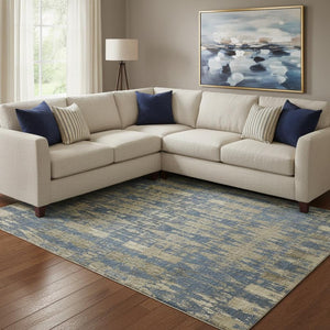 HomeRoots 8' X 10' Moroccan-Style Blue & Chocolate Washable Area Rug with UV Protection & Easy Care Features 650198