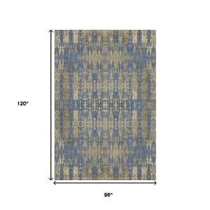 HomeRoots 8' X 10' Moroccan-Style Blue & Chocolate Washable Area Rug with UV Protection & Easy Care Features 650198