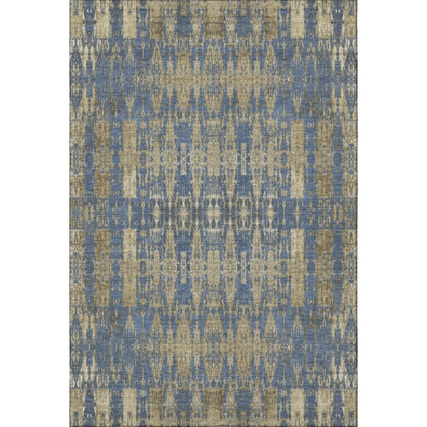 HomeRoots 8' X 10' Moroccan-Style Blue & Chocolate Washable Area Rug with UV Protection & Easy Care Features 650198