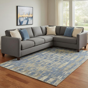 HomeRoots 9' X 12' Moroccan-Inspired Area Rug in Blue & Chocolate - Washable, Stain Resistant, UV Protected! 650199