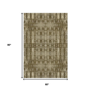 HomeRoots 5' X 8' Moroccan Area Rug in Chocolate & Beige - Stain Resistant, UV Protected, Easy Care Design 650202