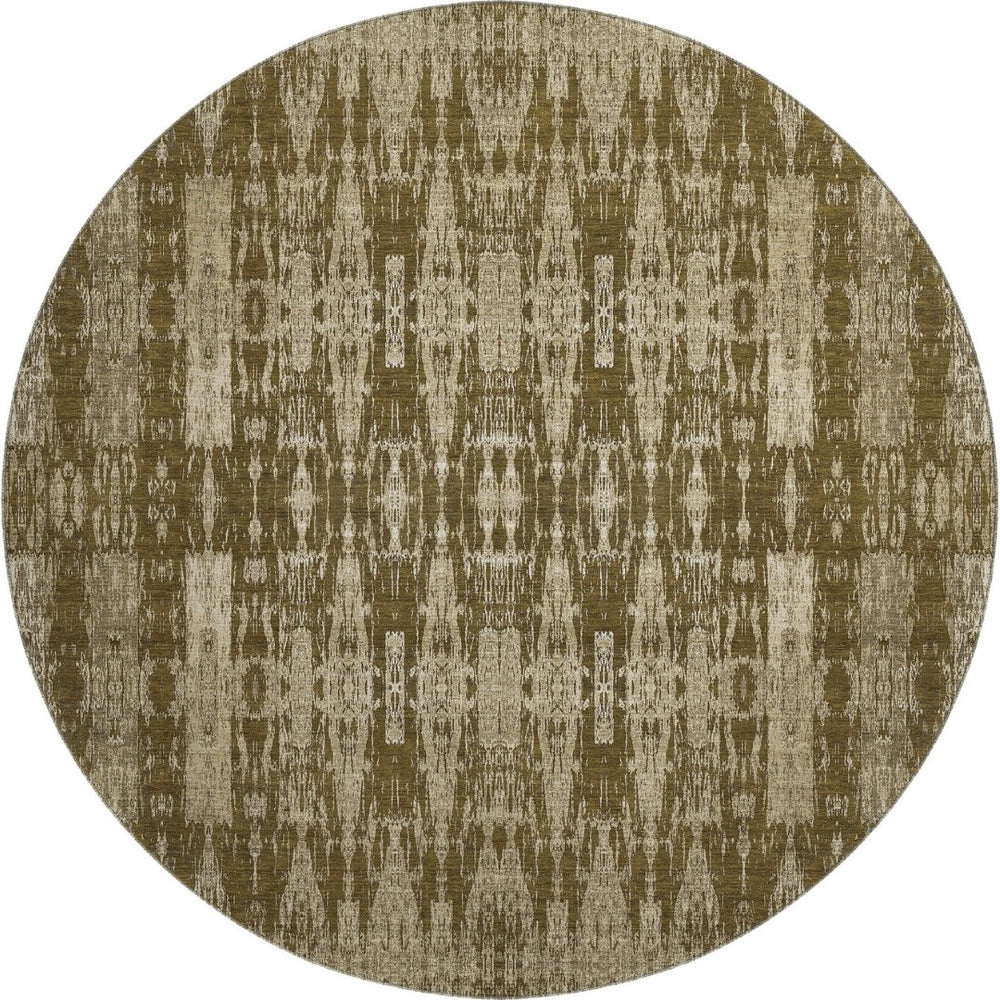 HomeRoots 8' Chocolate & Beige Moroccan Washable Round Rug – Stain Resistant, UV Protected & Family-Friendly 650203