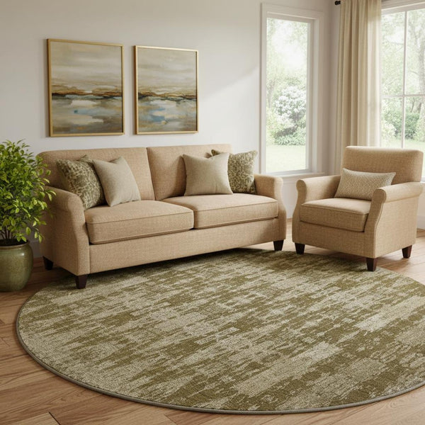 HomeRoots 8' Chocolate & Beige Moroccan Washable Round Rug – Stain Resistant, UV Protected & Family-Friendly 650203