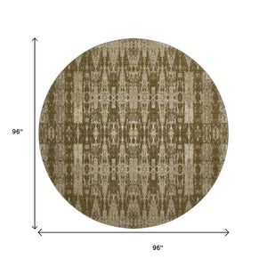 HomeRoots 8' Chocolate & Beige Moroccan Washable Round Rug – Stain Resistant, UV Protected & Family-Friendly 650203