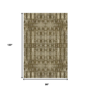 HomeRoots 8' X 10' Moroccan Washable Area Rug in Chocolate & Beige - Durable, Pet-Friendly, UV Protected Design 650204