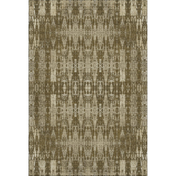 HomeRoots 9' X 12' Chocolate and Beige Moroccan Area Rug – Durable, Washable, UV Protected for Busy Homes 650205