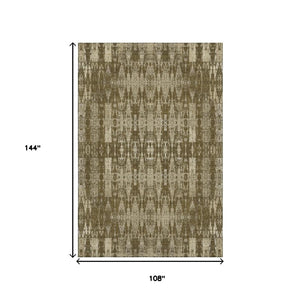 HomeRoots 9' X 12' Chocolate and Beige Moroccan Area Rug – Durable, Washable, UV Protected for Busy Homes 650205