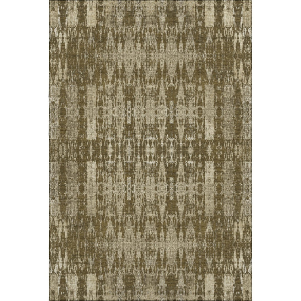 HomeRoots 10' X 14' Chocolate And Beige Moroccan Washable Area Rug - UV Protected, Stain Resistant & Soft Touch 650206