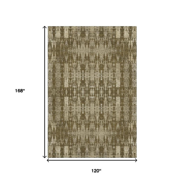 HomeRoots 10' X 14' Chocolate And Beige Moroccan Washable Area Rug - UV Protected, Stain Resistant & Soft Touch 650206