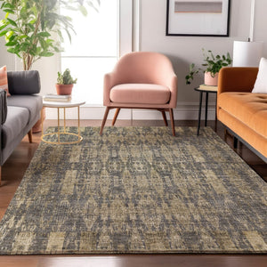 HomeRoots 5' X 8' Gray and Tan Moroccan Area Rug - Washable, UV Protected, Durable for Homes with Kids & Pets 650208