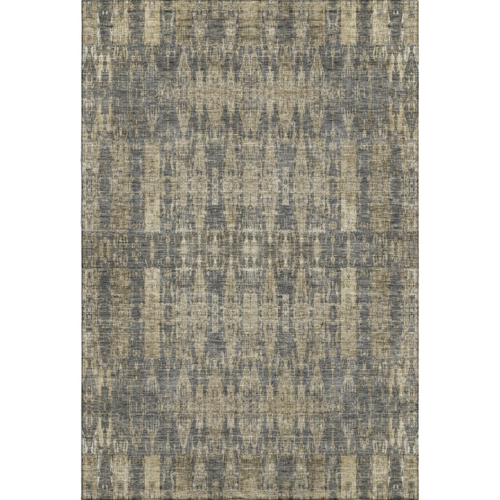 HomeRoots 5' X 8' Gray and Tan Moroccan Area Rug - Washable, UV Protected, Durable for Homes with Kids & Pets 650208