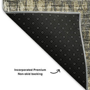 HomeRoots 5' X 8' Gray and Tan Moroccan Area Rug - Washable, UV Protected, Durable for Homes with Kids & Pets 650208