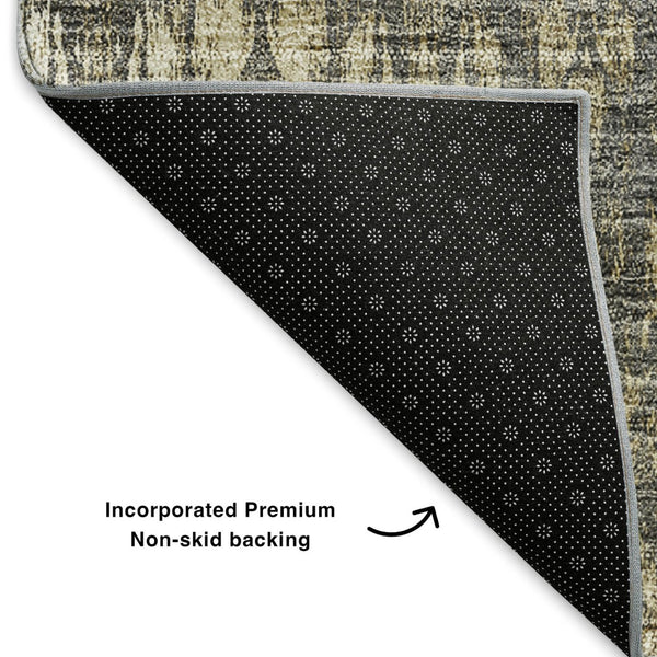 HomeRoots 5' X 8' Gray and Tan Moroccan Area Rug - Washable, UV Protected, Durable for Homes with Kids & Pets 650208
