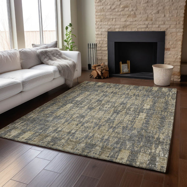 HomeRoots 5' X 8' Gray and Tan Moroccan Area Rug - Washable, UV Protected, Durable for Homes with Kids & Pets 650208