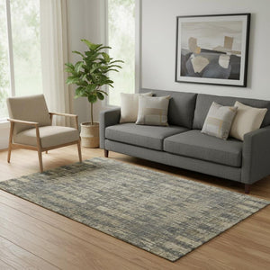 HomeRoots 5' X 8' Gray and Tan Moroccan Area Rug - Washable, UV Protected, Durable for Homes with Kids & Pets 650208