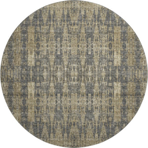 HomeRoots 8' Gray and Tan Moroccan Round Rug – Washable, UV Protected, Stain Resistant for Homes with Kids & Pets 650209