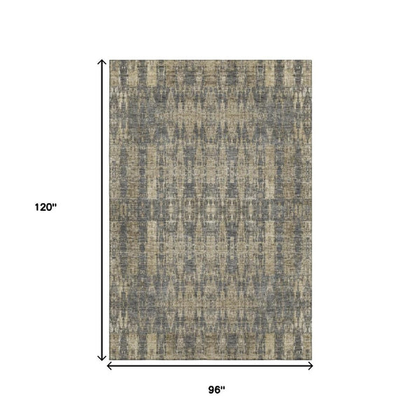 HomeRoots 8' X 10' Gray and Tan Moroccan Area Rug – Washable, UV Protected, Soft, Durable for Any Space 650210