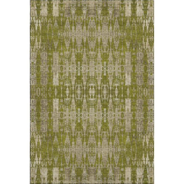 HomeRoots 10' X 14' Olive Green & Beige Moroccan Area Rug – Washable, UV Protected, Durable for High-Traffic Homes 650218
