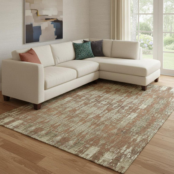 HomeRoots 8' X 10' Chili Red and Beige Moroccan Area Rug - Washable, UV Protected, Stain Resistant Comfort! 650222