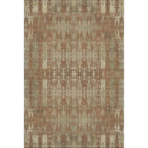 HomeRoots 8' X 10' Chili Red and Beige Moroccan Area Rug - Washable, UV Protected, Stain Resistant Comfort! 650222