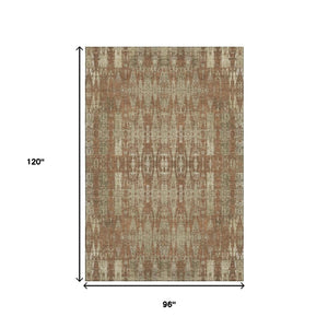 HomeRoots 8' X 10' Chili Red and Beige Moroccan Area Rug - Washable, UV Protected, Stain Resistant Comfort! 650222