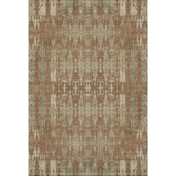 HomeRoots 8' X 10' Chili Red and Beige Moroccan Area Rug - Washable, UV Protected, Stain Resistant Comfort! 650222