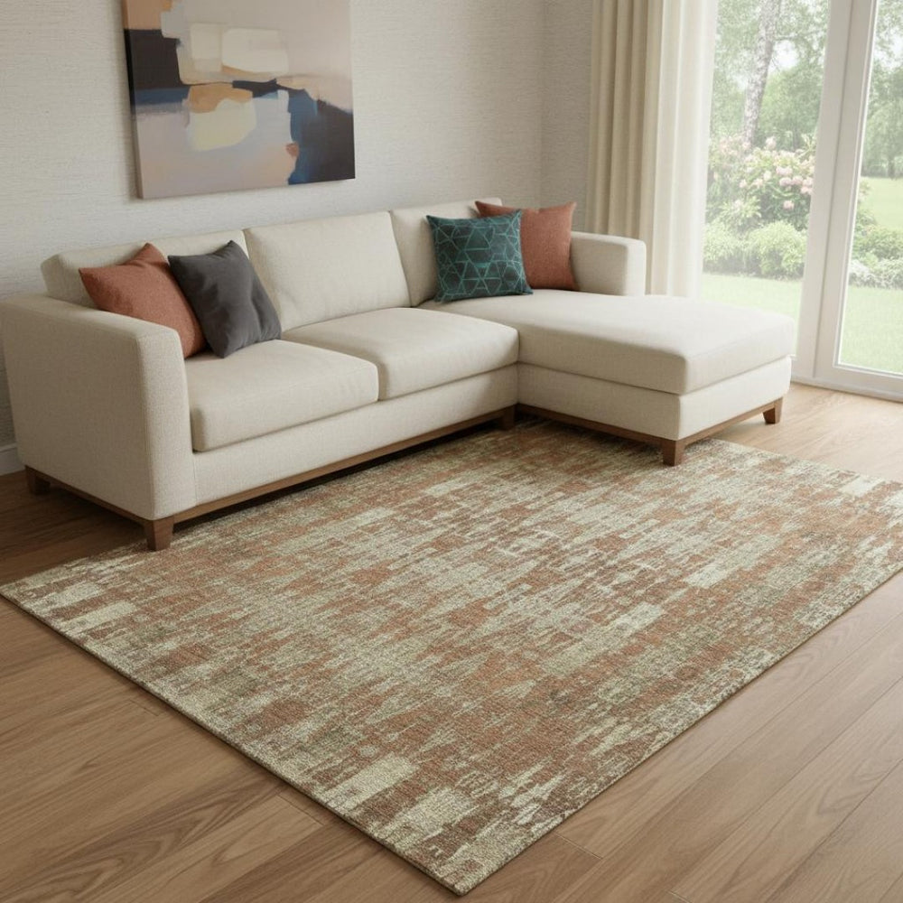 HomeRoots 9' X 12' Chili Red and Beige Moroccan Area Rug - Washable, Stain Resistant, UV Protected for Homes 650223