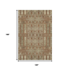 HomeRoots 10' X 14' Chili Red & Beige Moroccan Area Rug - Washable, UV-Protected, Stain-Resistant & Durable 650224