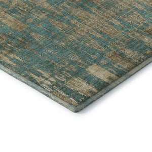 HomeRoots 8' X 10' Teal and Beige Moroccan Area Rug - Durable, Washable, UV-Protected for Stylish Living Spaces 650228