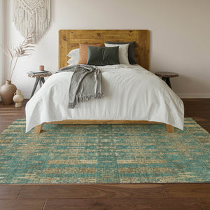 HomeRoots 10' X 14' Teal & Beige Moroccan Area Rug - Washable, Stain Resistant, UV Protected for Busy Homes 650230