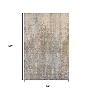 HomeRoots 8' X 10' Beige and Gray Abstract Washable Area Rug - Durable, Stain Resistant, UV Protected Style Upgrade! 650234